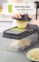Vegetable Cutter Multifunctional Kitchen Tool, 5-in-1 Food Chopper for Tomato Carrot Cheese Onion, Handheld Slicer Dicer Grater