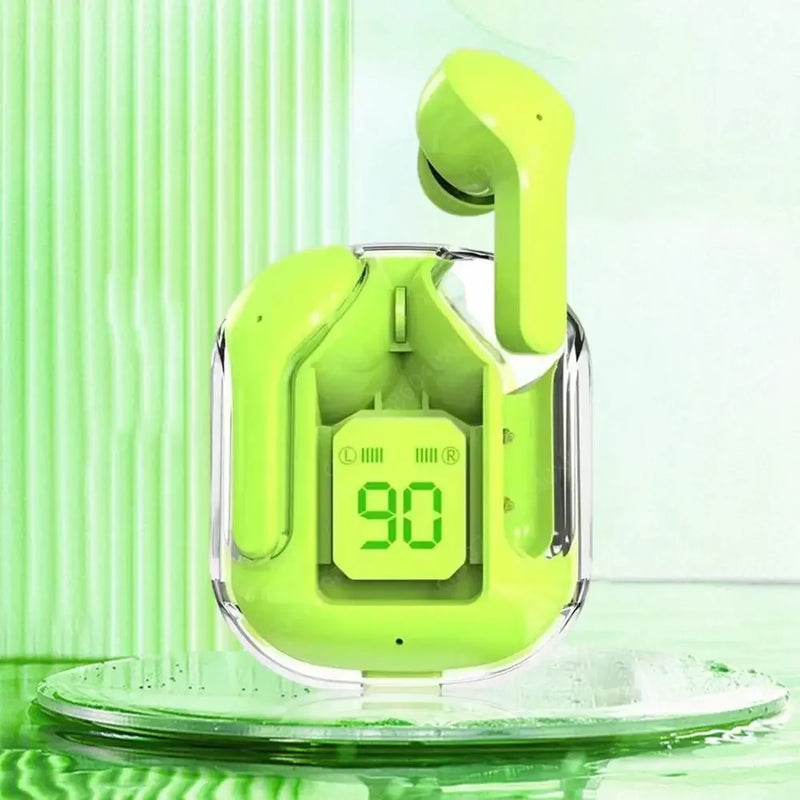Bluetooth-Compatible Noise Canceling Translucent Earphones with Digital Display Charging Case Small Ear Buds for Sports Working